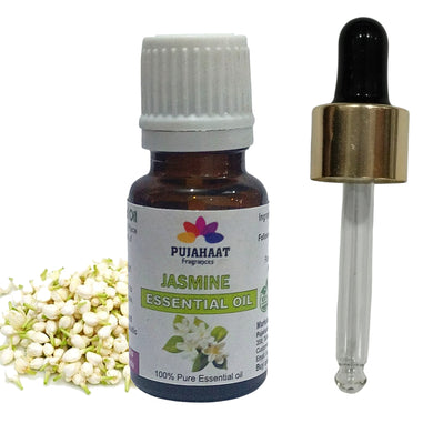 Pujahaat Jasmine Essential Oil 100% Pure & Natural for Healthy Skin Care, Face, helps Hair Growth, Diffuser Aromatherapy Fragrance & Massage Therapeutic-Grade - 15 ml