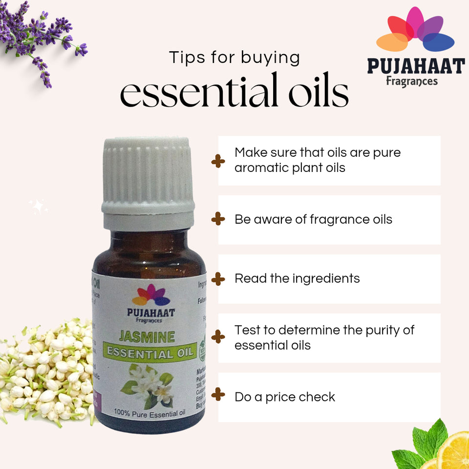 Pujahaat Jasmine Essential Oil 100% Pure & Natural for Healthy Skin Care, Face, helps Hair Growth, Diffuser Aromatherapy Fragrance & Massage Therapeutic-Grade - 15 ml