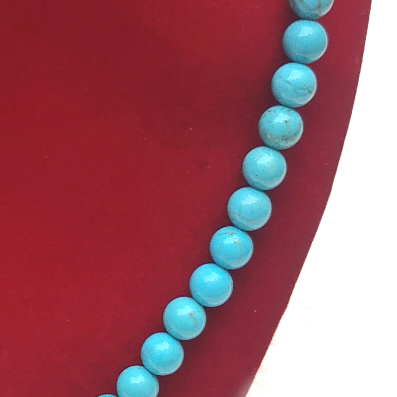 Turquoise Crystal Round Beads Necklace 15 Inches 8 mm Beads Semi precious Mala