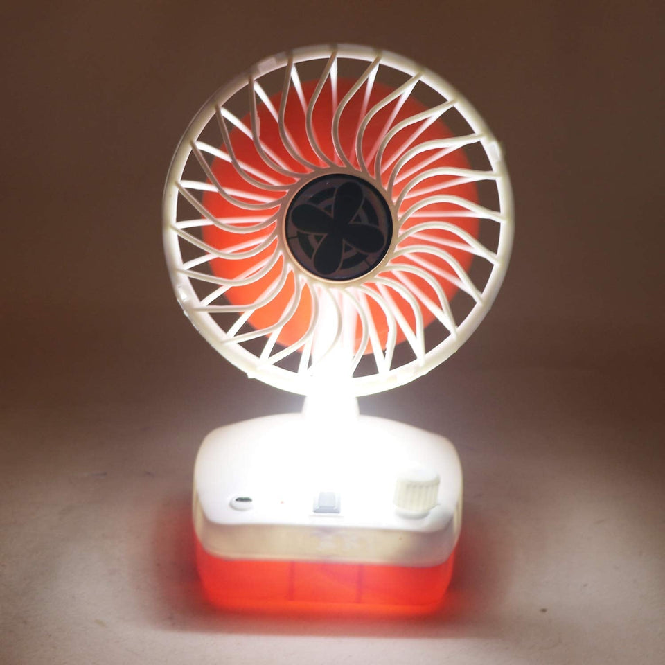 5 Inch Rechargeable Mini Table Fan with LED Light | Portable, Oscillating, Small Size and USB Charging