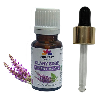 Pujahaat Clary Sage Essential Oil (Salvia sclarea) Pure | Non-Sticky | Non-greasy | Lightweight | Men & Women | All Skin Types | Steam Distilled Therapeutic-Grade - 15 ml