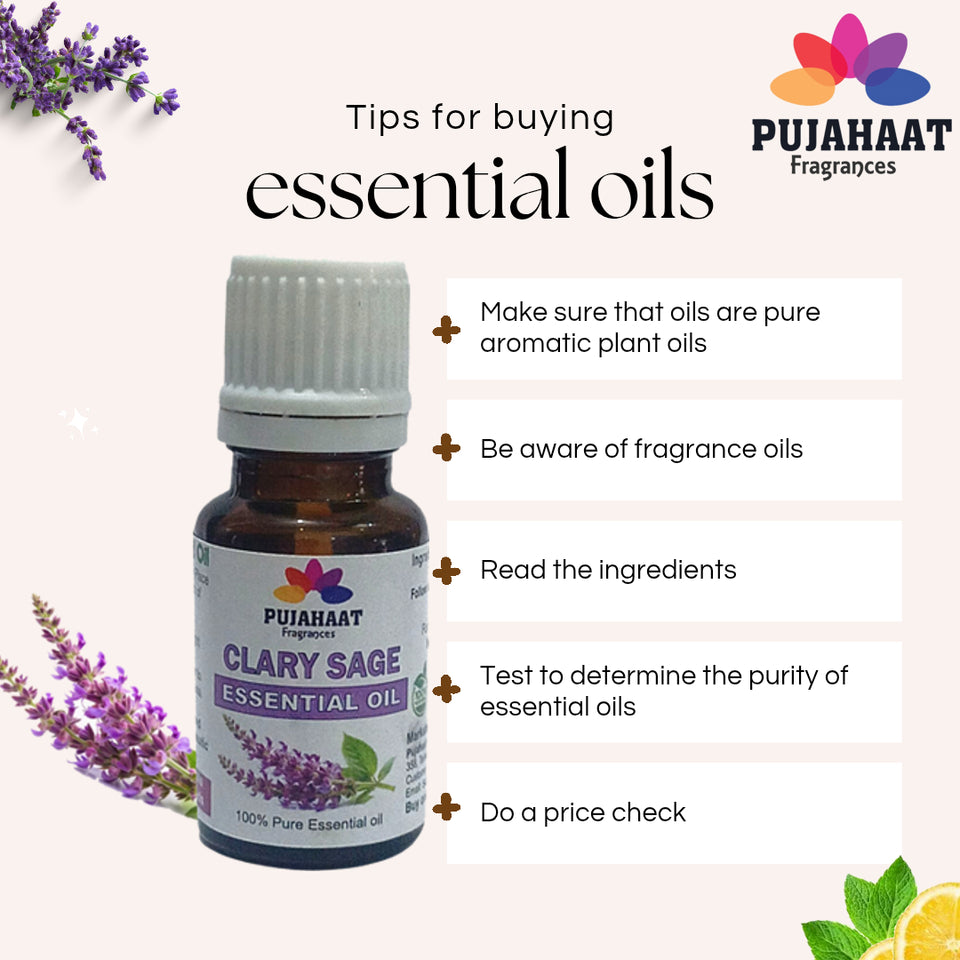 Pujahaat Clary Sage Essential Oil (Salvia sclarea) Pure | Non-Sticky | Non-greasy | Lightweight | Men & Women | All Skin Types | Steam Distilled Therapeutic-Grade - 15 ml