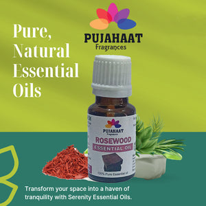 Pujahaat Rosewood Essential Oil (Dalbergia sissoo) Pure | Non-Sticky | Non-greasy | Lightweight | Men & Women | All Skin Types | Steam Distilled Therapeutic-Grade - 15 ml