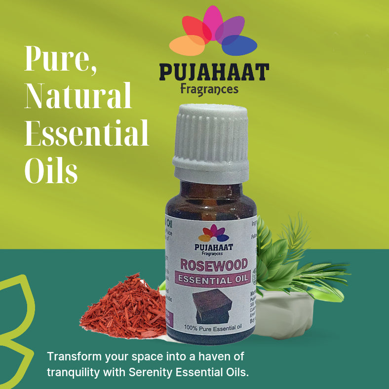 Pujahaat Rosewood Essential Oil (Dalbergia sissoo) Pure | Non-Sticky | Non-greasy | Lightweight | Men & Women | All Skin Types | Steam Distilled Therapeutic-Grade - 15 ml