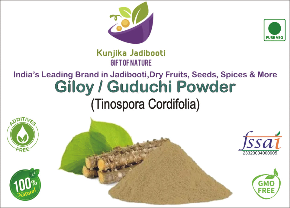 Kunjika Jadibooti Giloy | Guduchi | Gulvel Stem Powder | Forest Giloy | Gulvel | Tinospora Cordifolia | Guduchi Powder 100 gm