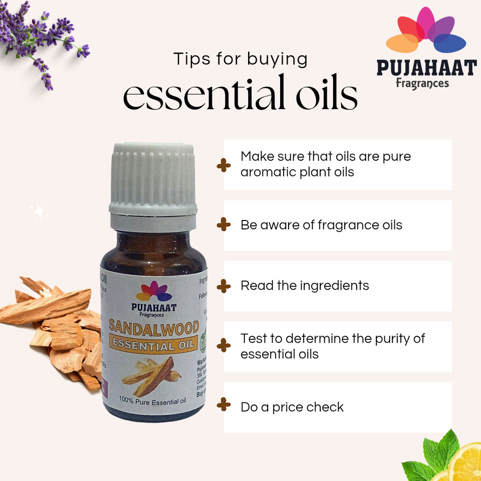 Pujahaat Sandalwood Essential Oil | For Skin Nourishment, Deep Hydration, Diffuser, Bath, Massage, DIY Beauty | Long Lasting Fragrance| 100% Organic, Undiluted, Natural & Sustainable Therapeutic-Grade - 15 ml