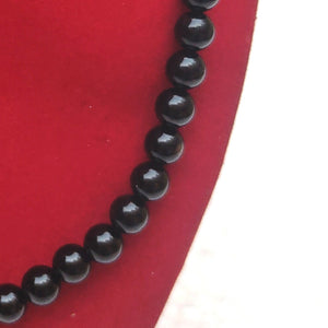 Black Obsidian Crystal Round Beads Necklace 15 Inches 6 mm Beads Semi precious Mala