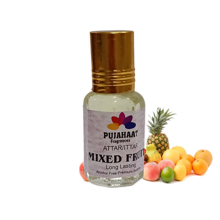 Pujahaat Raksha Bandhan Combo - Mixed Fruit Attar ( Alcohol-Free) 6ml & 7 Chakra Crystal Beads 8mm Rakhi