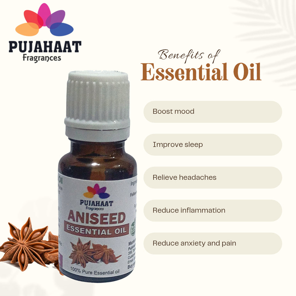 Pujahaat Aniseed Essential Oil (Pimpinella anisum) Pure | Non-Sticky | Plant-Based Skincare & Haircare Solution | Men & Women | All Skin Types | Steam Distilled Therapeutic-Grade - 15 ml