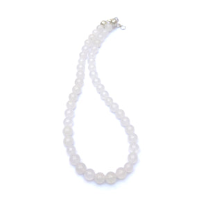 Snow White Quartz Crystal Round Beads Necklace 15 Inches 8 mm Beads Semi precious Mala