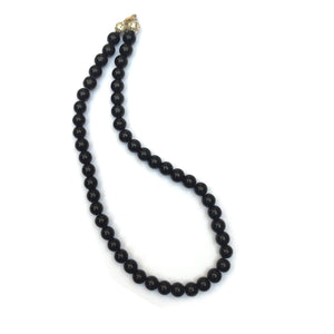 Black Agate Crystal Round Beads Necklace 15 Inches 8 mm Beads Semi precious Mala