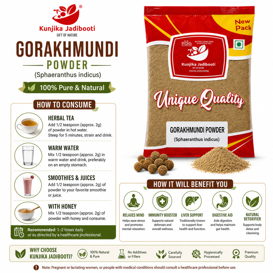 Kunjika Jadibooti Gorakmundi Powder / Sphaeranthus Indicus /Gorakhmundi Powder 100 gm