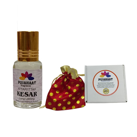 Pujahaat Premium Alcohol-Free Attar | Ittar 6ml, Long-Lasting Travel Size Roll-On, Best Floral Attar Fragrance Oil - Kesar Saffron