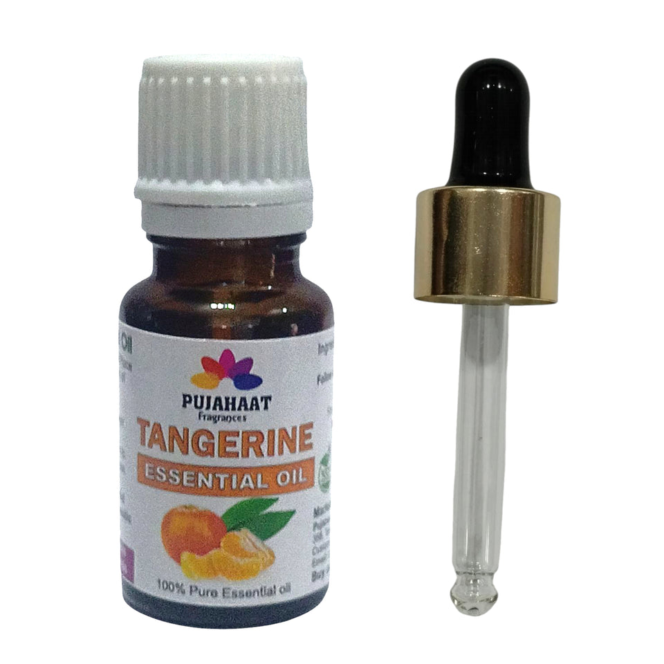 Pujahaat Tangerine Essential Oil (Citrus reticulata) Natural Pure | Non-Sticky | Aromatherapy Essential Oil for Massage, Fragrances & Candle Making | Sweet & Fresh Scent | All Skin Types | Steam Distilled Therapeutic Grade - 15 ml