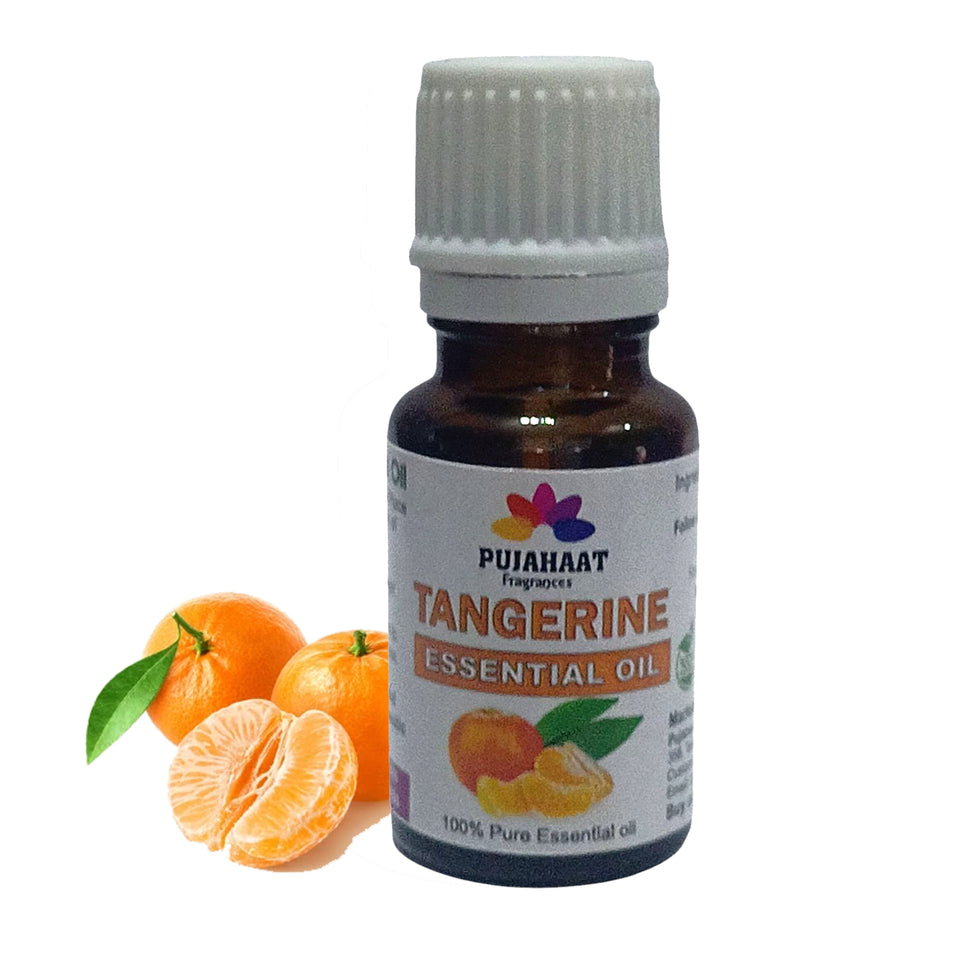 Pujahaat Tangerine Essential Oil (Citrus reticulata) Natural Pure | Non-Sticky | Aromatherapy Essential Oil for Massage, Fragrances & Candle Making | Sweet & Fresh Scent | All Skin Types | Steam Distilled Therapeutic Grade - 15 ml