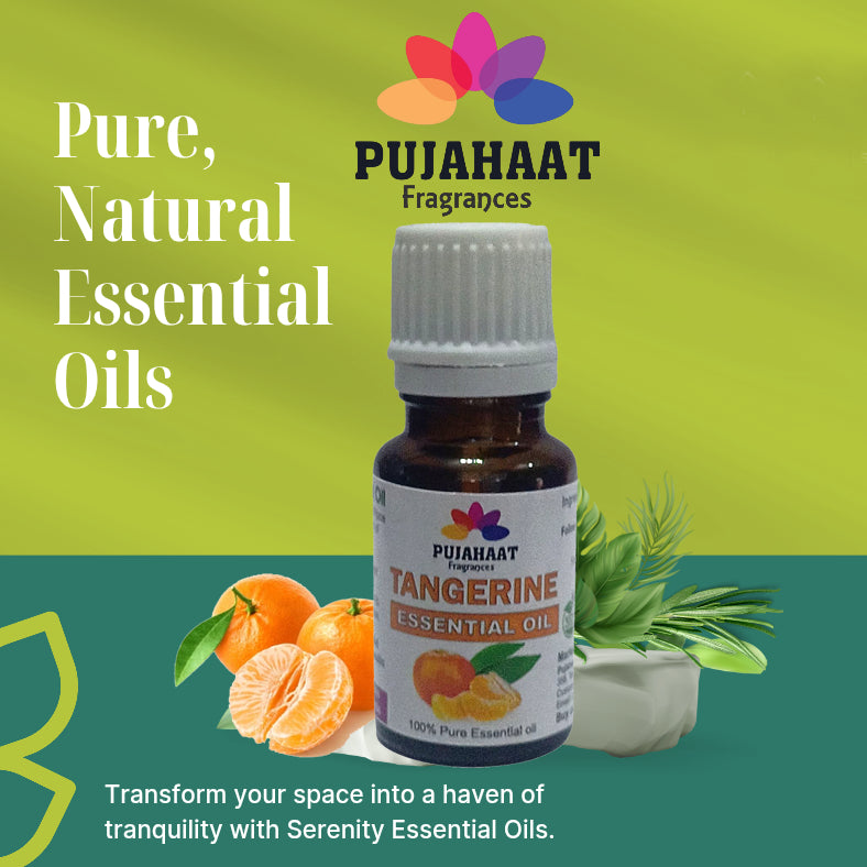 Pujahaat Tangerine Essential Oil (Citrus reticulata) Natural Pure | Non-Sticky | Aromatherapy Essential Oil for Massage, Fragrances & Candle Making | Sweet & Fresh Scent | All Skin Types | Steam Distilled Therapeutic Grade - 15 ml