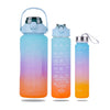 Motivational Water Bottle with Straw 3 Pcs, 64oz 32oz 16oz Time Marker Large Drinking Bottles Leakproof Half Gallon 2L Water Jugs for Sports Gym Travel BPA Free (Muticolor)