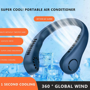 USB Powered Neck Fan, Portable Neck Fan, Hands Free Bladeless Fan, Cooling Personal Fan,3 Speeds Adjustment Air Outlet,Headphone Design,Rechargeable