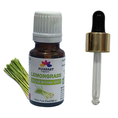 Pujahaat Lemon Grass Essential Oil - Pure and Undiluted Lemongrass Essential Oil for Aromatherapy, Skin and Hair Care and Effective Insect Repellent | Steam Distilled Therapeutic Grade - 15 ml