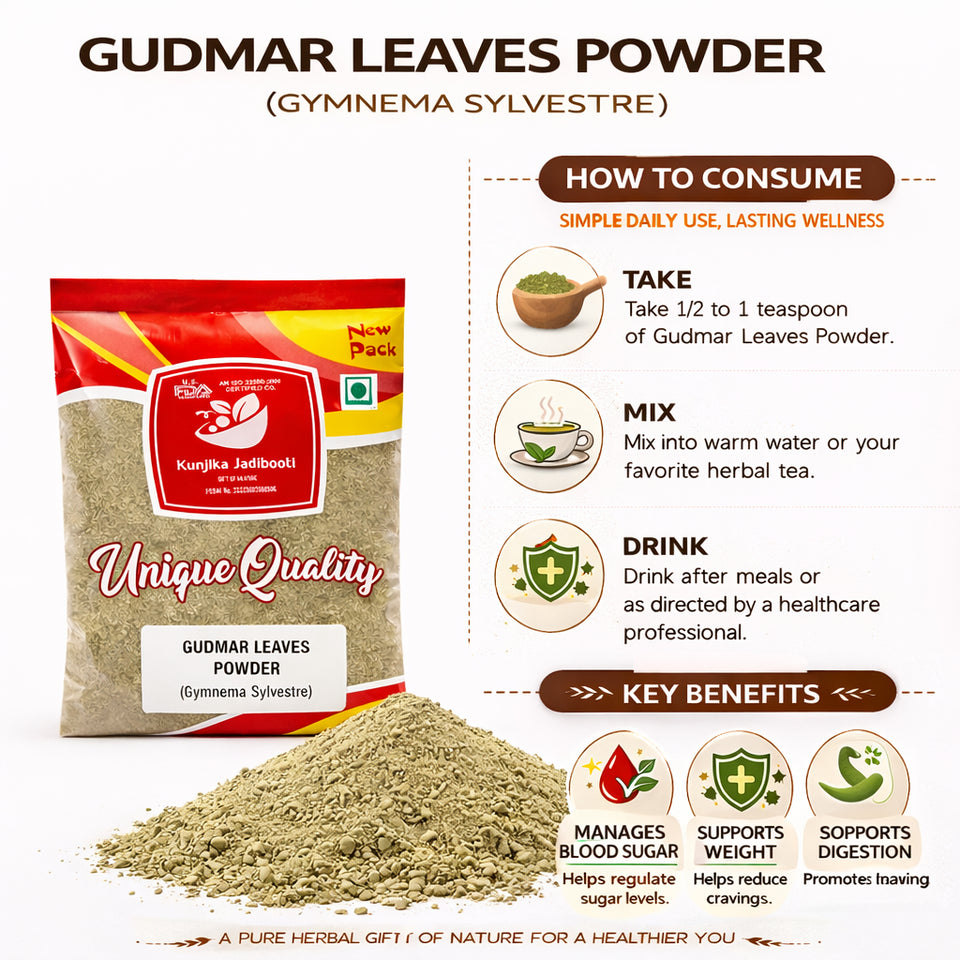 Kunjika Jadibooti Gurmar Powder - Gudmar Powder-Madhunashini Powder - Gymnema Sylvestre - Periploca Of The Woods 100 gm