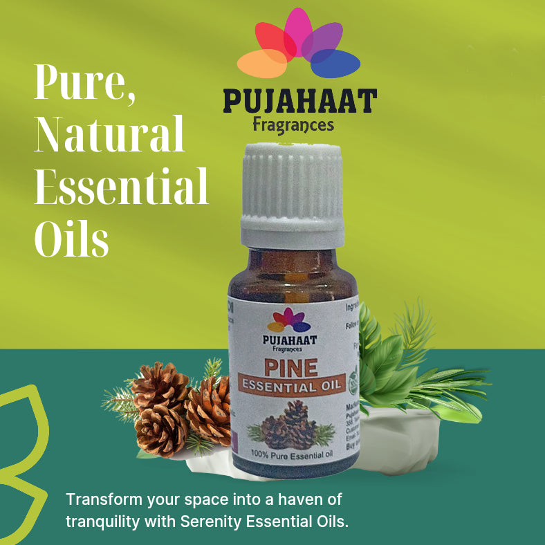 Pujahaat Pine Essential Oil - 100% Pure, Natural & Undiluted Oil for Skin Care & Hair Care | Steam Distilled Therapeutic Grade - 15 ml