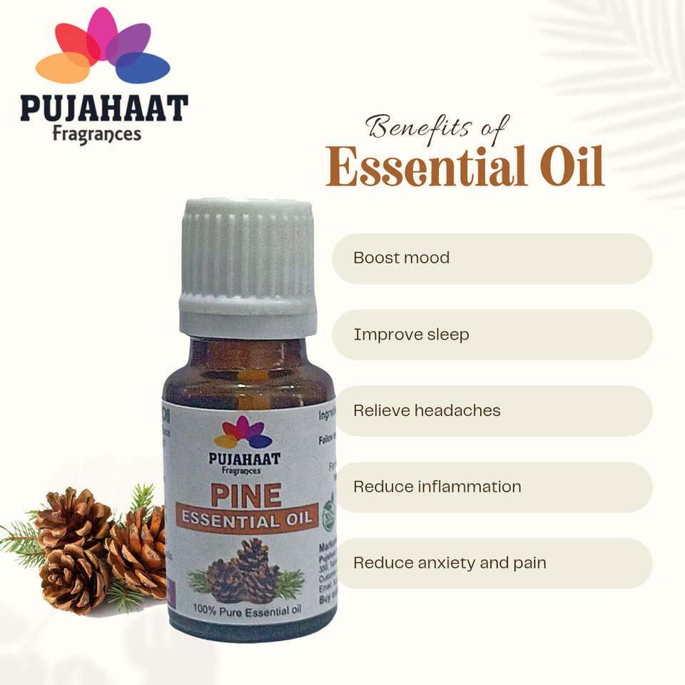 Pujahaat Pine Essential Oil - 100% Pure, Natural & Undiluted Oil for Skin Care & Hair Care | Steam Distilled Therapeutic Grade - 15 ml
