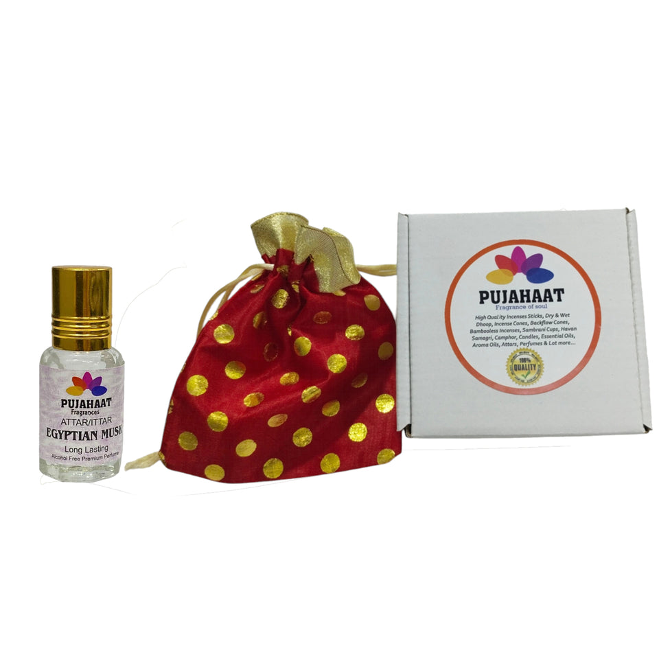 Pujahaat Premium Alcohol-Free Attar | Ittar 6ml, Long-Lasting Travel Size Roll-On, Best Citrus Musky Attar Fragrance Oil - Egyptian Musk