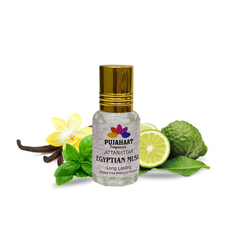Pujahaat Raksha Bandhan Combo - Egyptian Musk Attar ( Alcohol-Free) 6ml & 7 Chakra Crystal Beads 8mm Rakhi