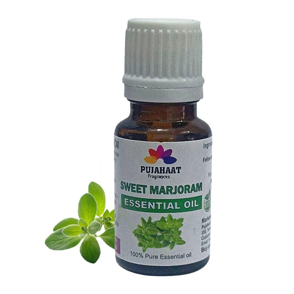 Pujahaat Sweet Marjoram Essential Oil | Origanum Majorana | Marjoram Essential Oil | Marjoram Oil | 100% Pure Natural | Steam Distilled Therapeutic Grade - 15 ml