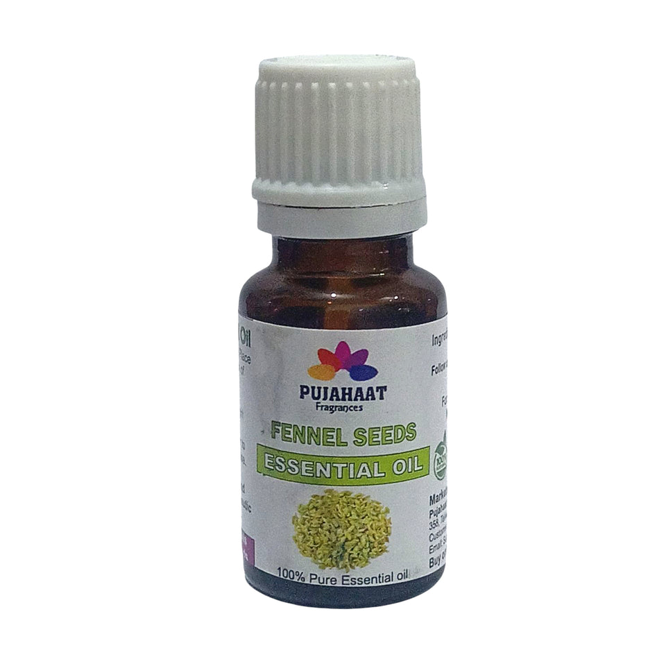 Pujahaat Fennel Seed Essential Oil (Foeniculum vulgare) Pure | Non-Sticky | Non-greasy | Lightweight | 100% Pure Natural | Steam Distilled Therapeutic Grade - 15 ml