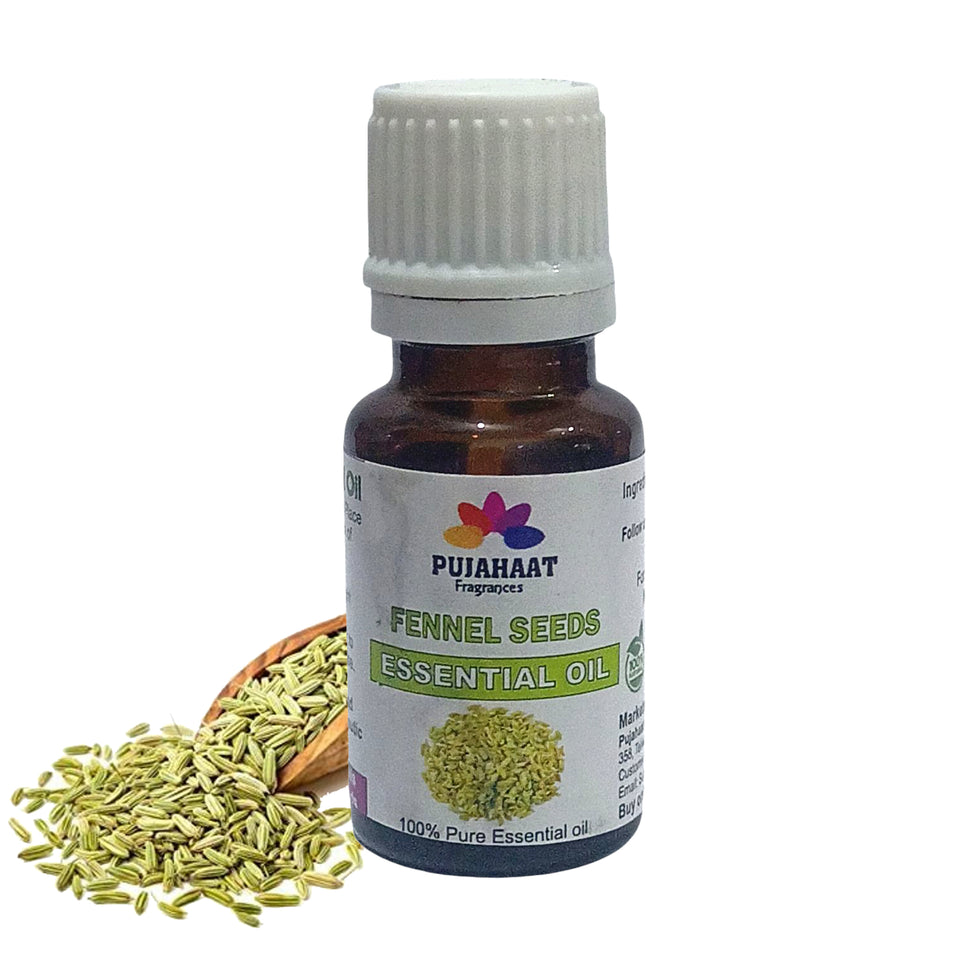 Pujahaat Fennel Seed Essential Oil (Foeniculum vulgare) Pure | Non-Sticky | Non-greasy | Lightweight | 100% Pure Natural | Steam Distilled Therapeutic Grade - 15 ml