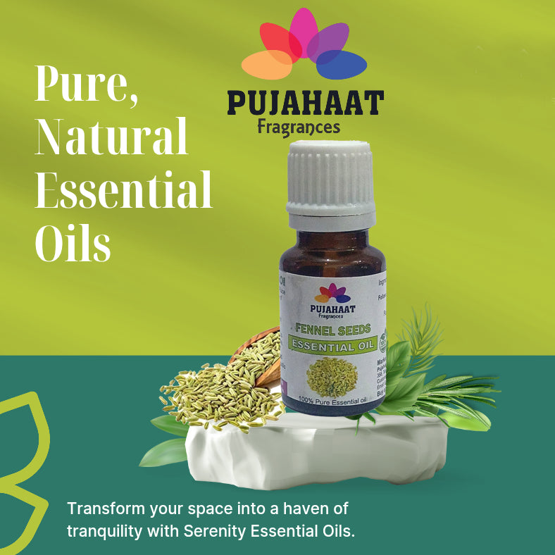 Pujahaat Fennel Seed Essential Oil (Foeniculum vulgare) Pure | Non-Sticky | Non-greasy | Lightweight | 100% Pure Natural | Steam Distilled Therapeutic Grade - 15 ml