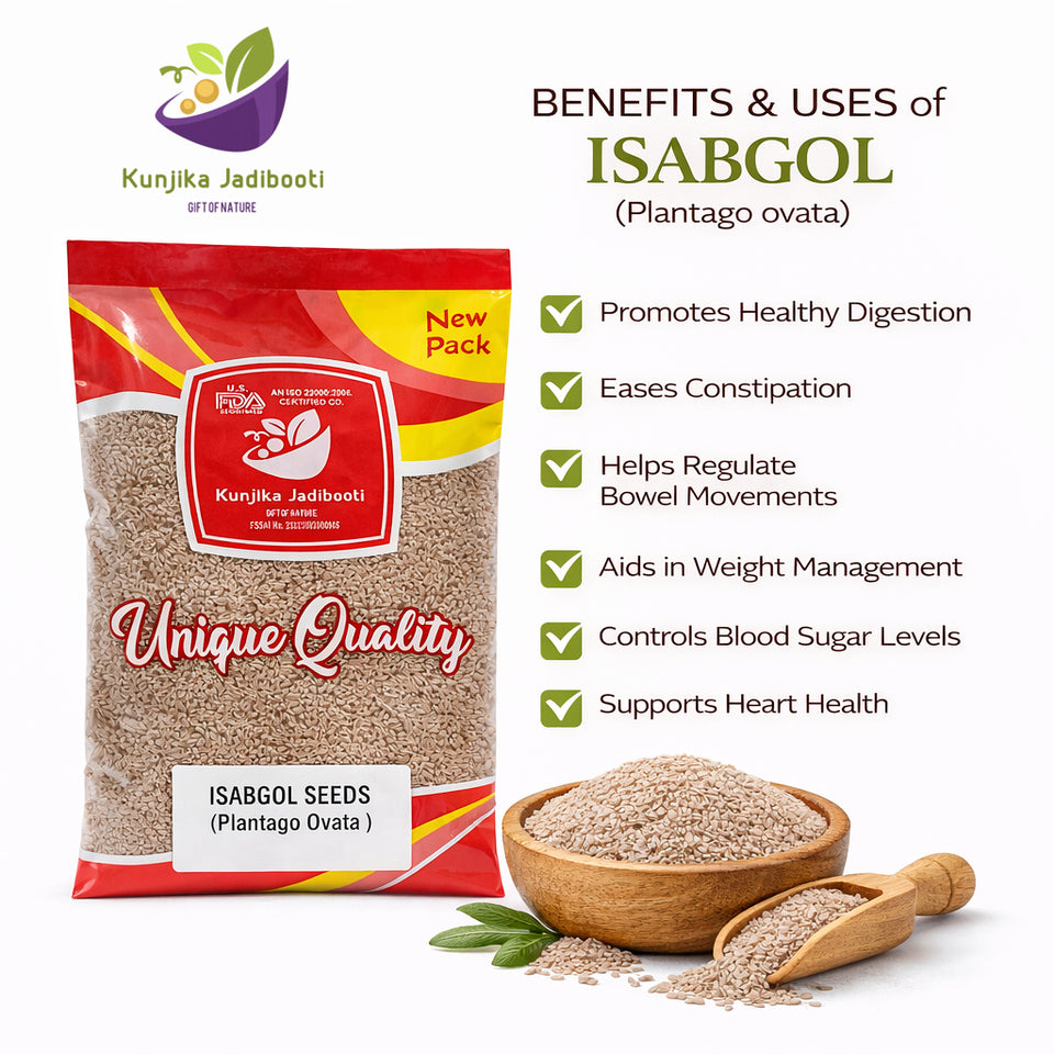 Kunjika Jadibooti Isabgol Beej - Psyllium Seeds - Edible Isabgol Seeds - Plantago Ovata - 100 gm