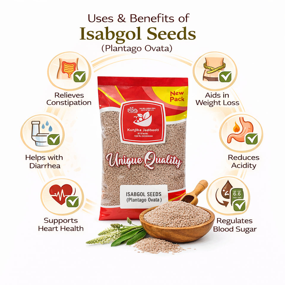Kunjika Jadibooti Isabgol Beej - Psyllium Seeds - Edible Isabgol Seeds - Plantago Ovata - 100 gm