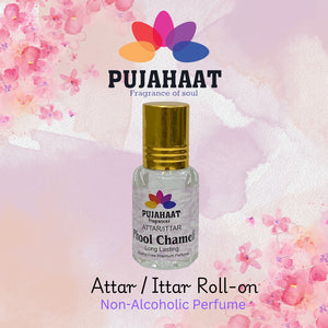 Pujahaat Premium Alcohol-Free Attar | Ittar 6ml, Long-Lasting Travel Size Roll-On, Best Floral Attar Fragrance Oil - Phool Chameli