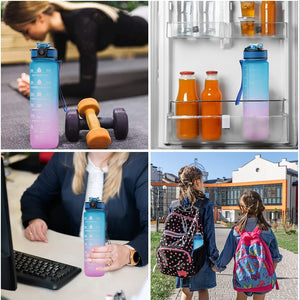 Motivational Water Bottle 620 ml with Time Marker, BPA-Free Portable Gym Water Bottle, Leakproof Reusable, Special Design for Your Sports Activity, Hiking, Camping