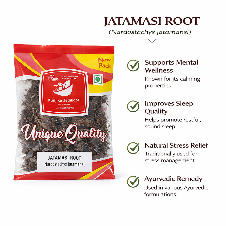 Kunjika Jadibooti Jatamansi Root - Balchad - Jatamasi Jadd - Jatila - Nardostachys Jatamansi - Pure & Natural (100 Grams)