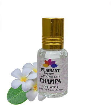 Pujahaat Premium Alcohol-Free Attar | Ittar 6ml, Long-Lasting Travel Size Roll-On, Best Floral Attar Fragrance Oil - Champa