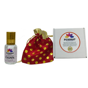 Pujahaat Premium Alcohol-Free Attar | Ittar 6ml, Long-Lasting Travel Size Roll-On, Best Floral Attar Fragrance Oil - Champa