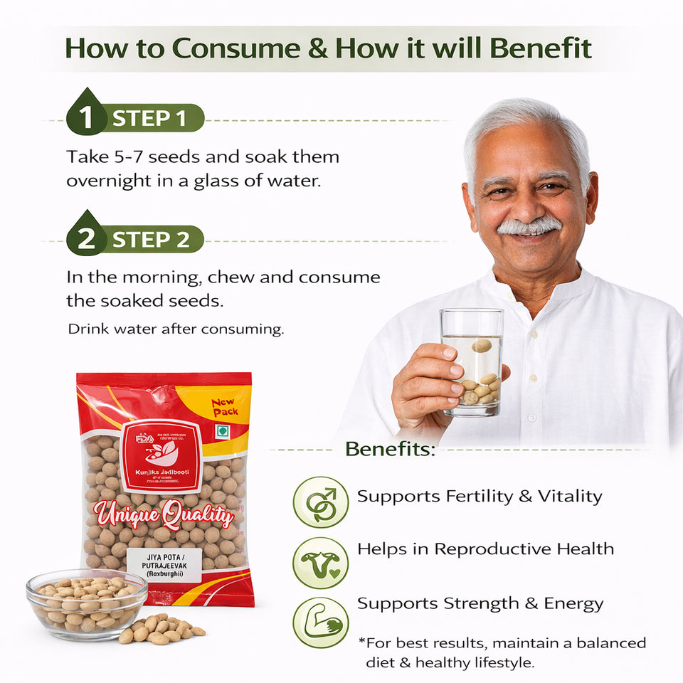 Kunjika Jadibooti Jeevak Beej - Jiya Pota Seeds - Putra Jivak Beej - Putra Jeevak Beej - Pure & Natural (100 Grams)