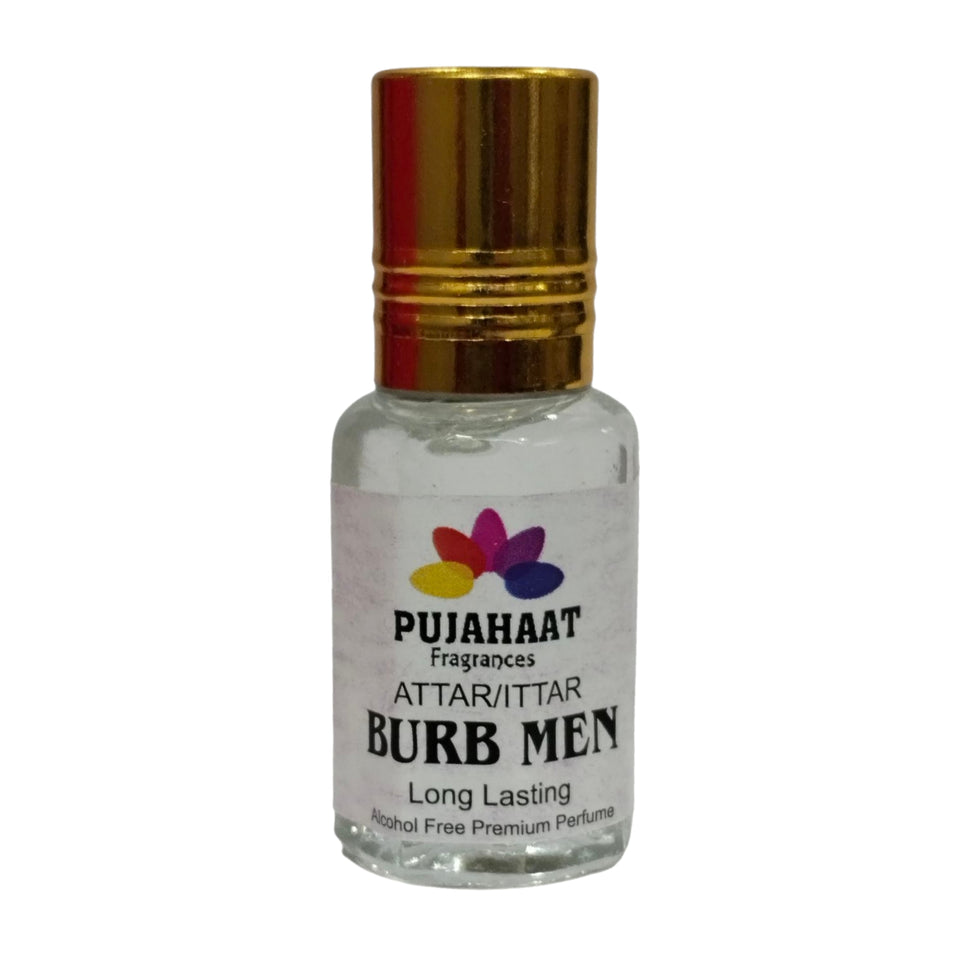 Pujahaat Premium Alcohol Free Attar | Ittar 6ml, Long-Lasting Travel Size Roll-On, Best Inspired Attar Fragrance Oil - Burb Men