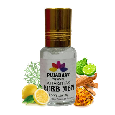 Pujahaat Premium Alcohol Free Attar | Ittar 6ml, Long-Lasting Travel Size Roll-On, Best Inspired Attar Fragrance Oil - Burb Men