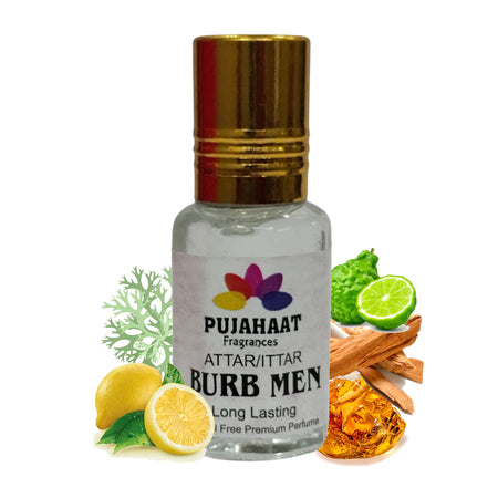 Pujahaat Premium Alcohol Free Attar | Ittar 6ml, Long-Lasting Travel Size Roll-On, Best Inspired Attar Fragrance Oil - Burb Men