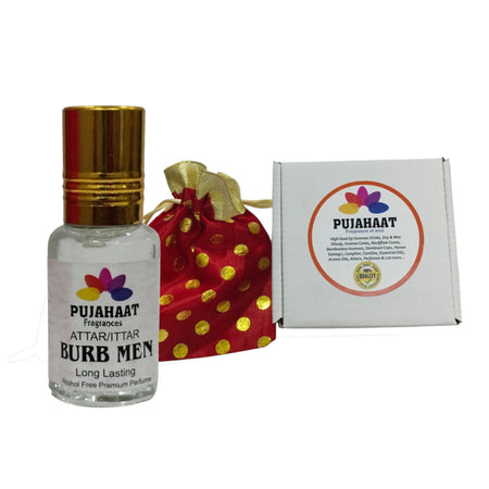 Pujahaat Premium Alcohol Free Attar | Ittar 6ml, Long-Lasting Travel Size Roll-On, Best Inspired Attar Fragrance Oil - Burb Men