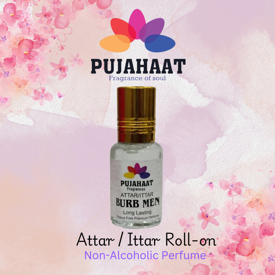Pujahaat Premium Alcohol Free Attar | Ittar 6ml, Long-Lasting Travel Size Roll-On, Best Inspired Attar Fragrance Oil - Burb Men