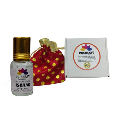 Pujahaat Premium Alcohol Free Attar | Ittar 6ml, Long-Lasting Travel Size Roll-On, Best Inspired Attar Fragrance Oil - ISHAAQ