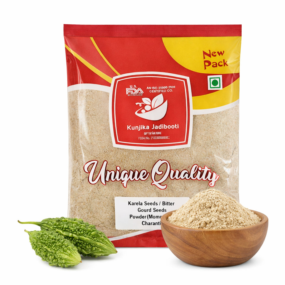 Kunjika Jadibooti Karela Beej Powder for Diabetes Natural Health Supplement for Blood Sugar, Immune System, Liver Health Support & Digestive Wellness Organic Bitter Melon Seeds Powder 100 Gm