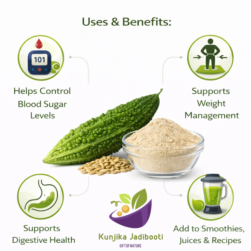 Kunjika Jadibooti Karela Beej Powder for Diabetes Natural Health Supplement for Blood Sugar, Immune System, Liver Health Support & Digestive Wellness Organic Bitter Melon Seeds Powder 100 Gm