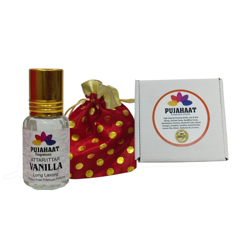 Pujahaat Premium Alcohol Free Attar | Ittar 6ml, Long-Lasting Travel Size Roll-On, Best Inspired Attar Fragrance Oil - Vanilla