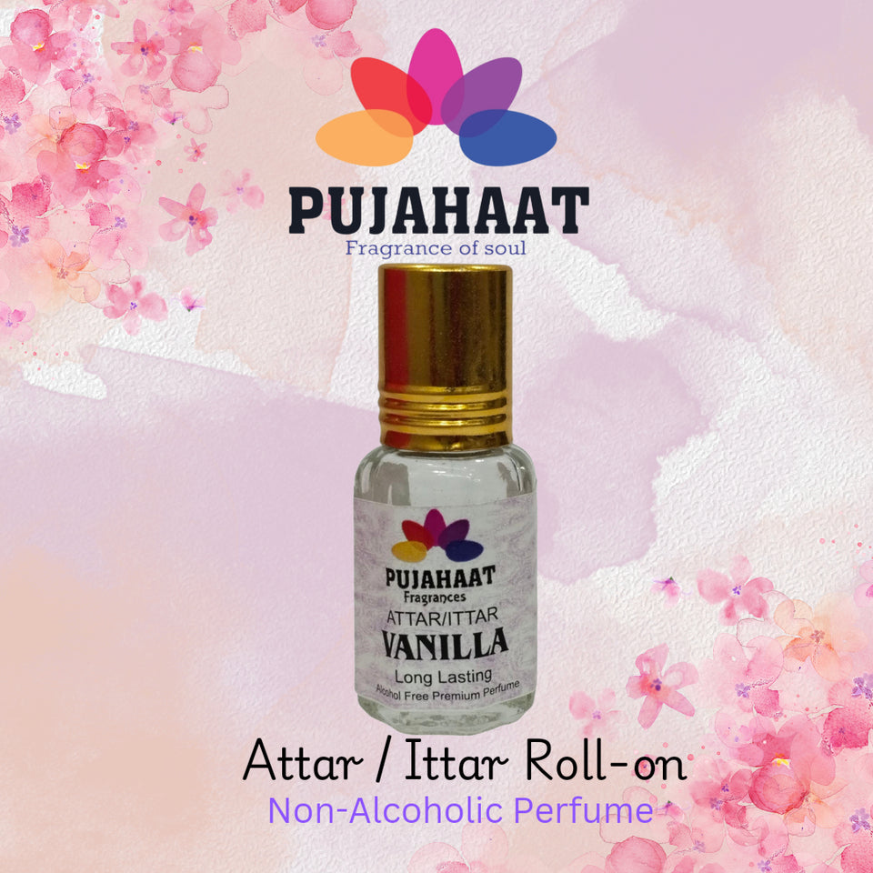 Pujahaat Premium Alcohol Free Attar | Ittar 6ml, Long-Lasting Travel Size Roll-On, Best Inspired Attar Fragrance Oil - Vanilla